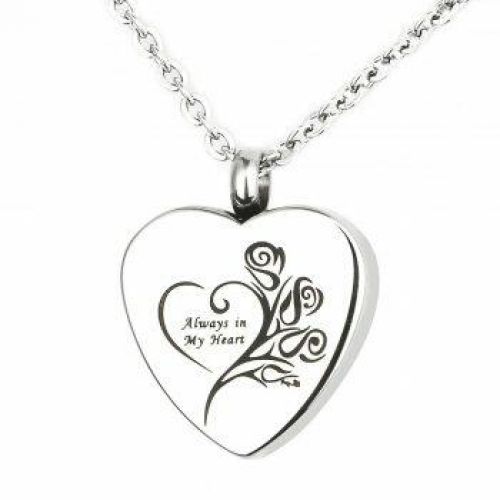 Stainless Steel Cremation Urn Pendant Chain - Heart - Always My Heart -  - J-1075