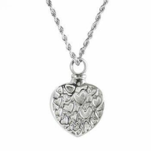 Stainless Steel Cremation Urn Pendant Chain - Heart Little Hearts -  - J-008