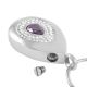 Stainless Steel Cremation Urn Pendant - Teardrop w/ Colorful Stones -  - J-392-Amethyst