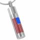 Stainless Steel Cremation Urn Pendant w/ Chain - Cylinder - USA Flag -  - J-1776