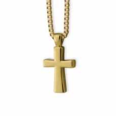 Stainless Steel Cremation Urn Pendant w/ Chain - Gold Colored Cross