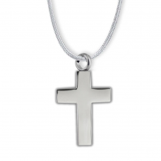 Stainless Steel Cremation Urn Pendant w/ Chain - Silver Colored Cross