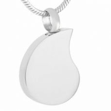 Stainless Steel Cremation Urn Pendant w/ Chain - Teardrop