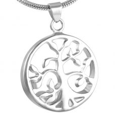 Stainless Steel Cremation Urn Pendant w/ Chain - Tree of Life