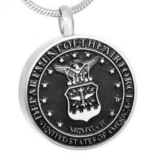 Stainless Steel Cremation Urn Pendant w/ Chain - U.S. Air Force -  - J-971