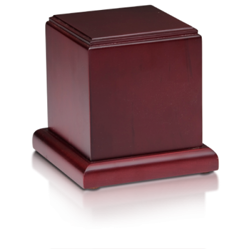 Birch Wood Cube Cremation Urn w/ Cherry Finish - Small -  - HB-105-Cherry