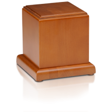 Birch Wood Cube Cremation Urn w/ Honey Finish - Medium - HB-106-HONEY