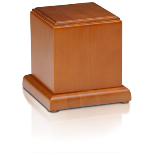 Birch Wood Cube Cremation Urn w/ Honey Finish - Medium - HB-106-HONEY -  - HB-106-Honey