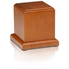Birch Wood Cube Urn w/ Honey Finish - Small - HB-105-HONEY