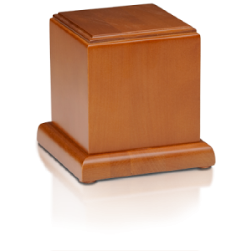 Birch Wood Cube Urn w/ Honey Finish - Small - HB-105-HONEY -  - HB-105-Honey