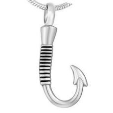Stainless Steel Cremation Urn Pendant w/ Chain - Fish Hook