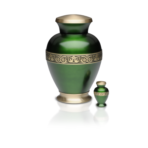 Vibrant Green Brass Cremation Urn - Adult -  - B-1675-A