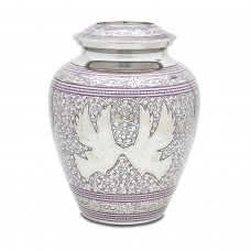 Purple Loving Doves Adult Cremation Urn - 220 cubic inches
