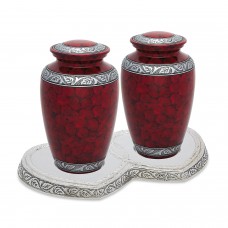 Royal Red Companion Cremation Urn Set - 220 cubic inches