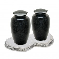 Black Granite Companion Cremation Urn Set - 220 cubic inches