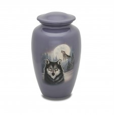 Moonlit Wolf Adult Cremation Urn - 220 cubic inches