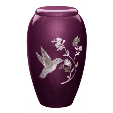 Burgundy Hummingbird Adult Cremation Urn - 220 cubic inches