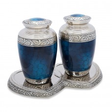 Mediterranean Mystic Blue Companion Cremation Urn Set - 220 cubic inches