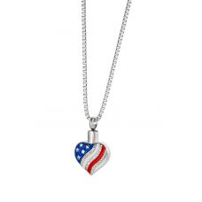 American Flag Heart - Cremation Jewelry