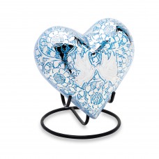Blue Loving Doves Keepsake Cremation Heart - 3 cubic inches