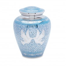 Blue Loving Doves Adult Cremation Urn - 220 cubic inches