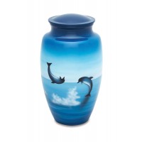 Frolicking Dolphins - Adult/Full Size - Hand Painted Cremation Urn