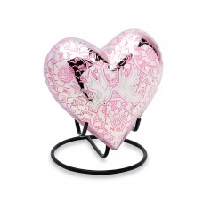 Pink Loving Doves Keepsake Cremation Heart - 3 cubic inches
