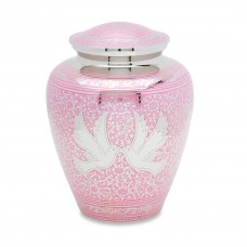 Pink Loving Doves Adult Cremation Urn - 220 cubic inches