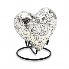 Silver Fleur De Lis Keepsake Cremation Heart - 3 cubic inches