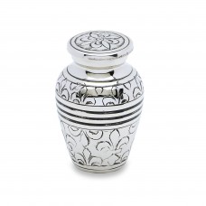 Silver Fleur De Lis Small Token Keepsake Cremation Urn - 3 cubic inches