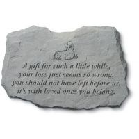 A Gift For Such A Little...  w/Lamb All Weatherproof Cast Stone