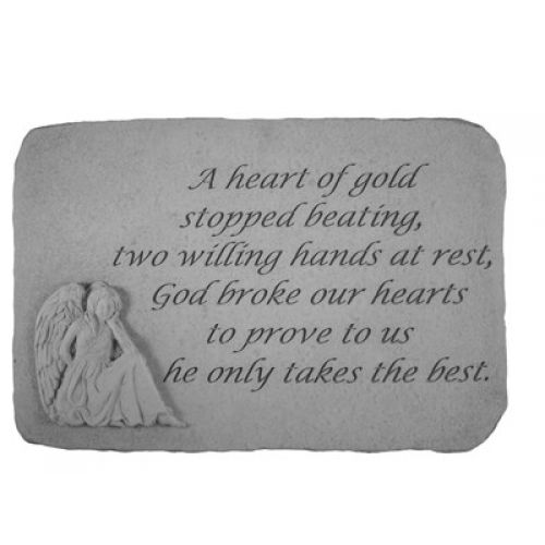 A Heart Of Gold...(With Sitting Angel) All Weatherproof Cast Stone - 707509228200 - 22820