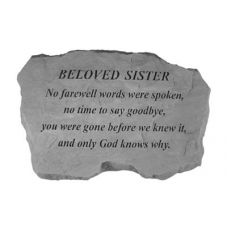 Beloved Sister- No Farewell Words... All Weatherproof Cast Stone