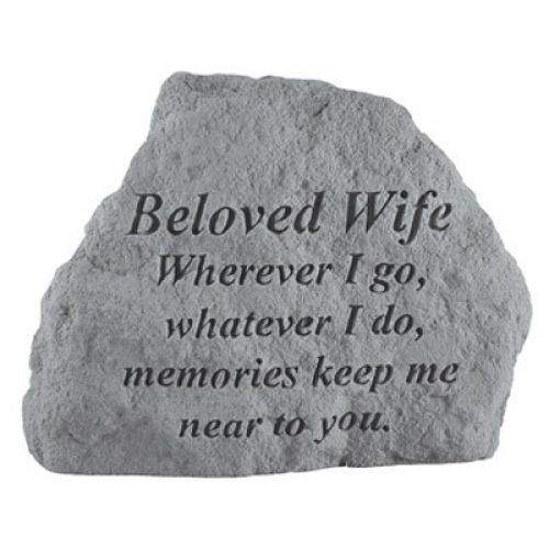 Beloved Wife Where Ever I Go... All Weatherproof Cast Stone Memorial - 707509168209 - 16820