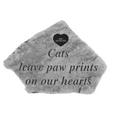 Cats Leave...W Heart All Weatherproof Cast Stone Memorial