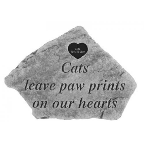 Cats Leave...W Heart All Weatherproof Cast Stone Memorial - 707509536206 - 53620