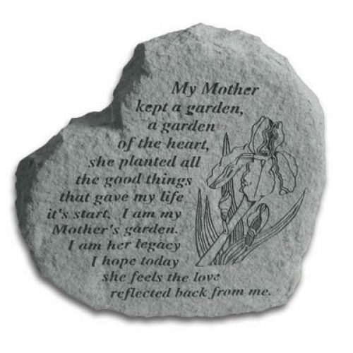 Heart-My Mother Kept A Garden... All Weatherproof Cast Stone Memorial - 707509082208 - 08220