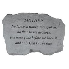 Mother- No Farewell Words... All Weatherproof Cast Stone