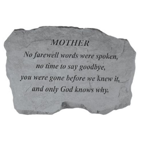 Mother- No Farewell Words... All Weatherproof Cast Stone - 707509978204 - 97820