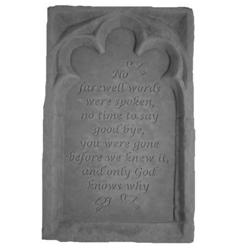 No Farewell Words... Cast Stone All Weatherproof Cast Stone - 707509491208 - 49120
