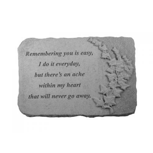 Remembering You Is... w/Ivy All Weatherproof Cast Stone Memorial - 707509075057 - 07505