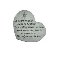 Small Heart A Heart Of Gold... All Weatherproof Cast Stone Memorial