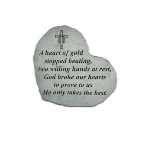 Small Heart A Heart Of Gold... All Weatherproof Cast Stone Memorial - 707509085049 - 08504