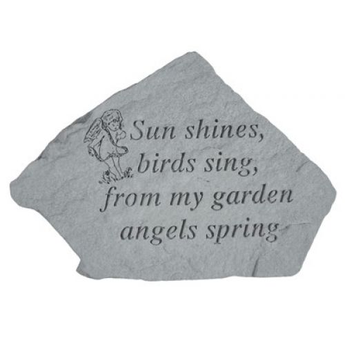 Sun Shines, Birds Sing,...( w/Cherub) All Weatherproof Cast Stone - 707509095062 - 09506