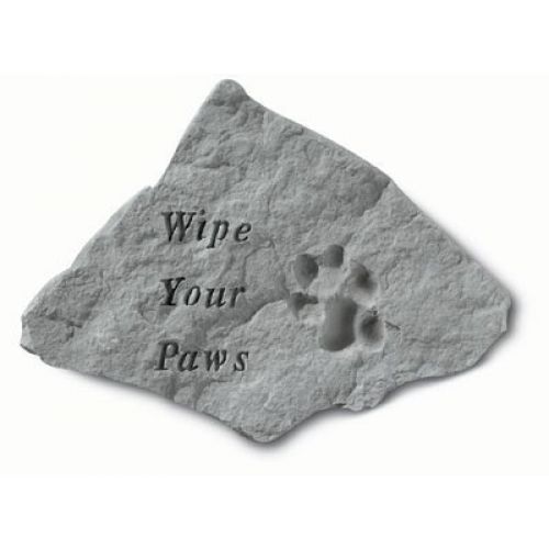 Wipe Your Paws  w/ Pawprint All Weatherproof Cast Stone - 707509690205 - 69020