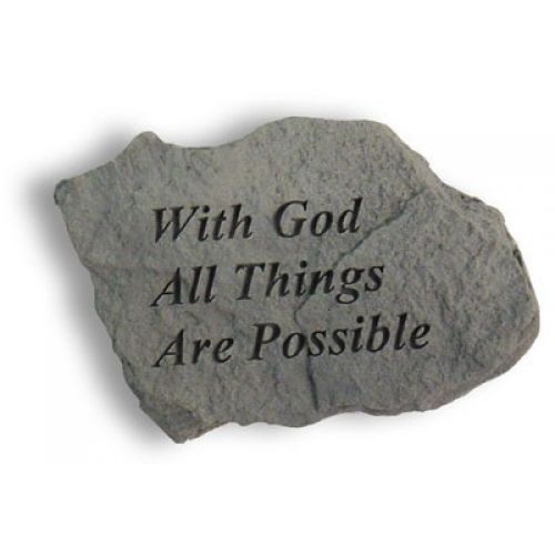 With God Things Are Possible, Decorative Weatherproof Cast Stone - 707509421205 - 42120
