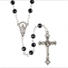 Glass Black Bead Rosary Bulk 12 Pack