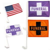 (3-Pack) Clip-On Vehicle Funeral Procession Flag (choose color)