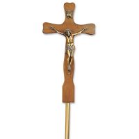 Bordeaux Cherry Crucifix w/bronze plated corpus with Stand