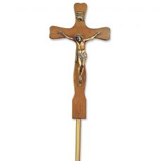 Bordeaux Cherry Crucifix w/bronze plated corpus with Stand